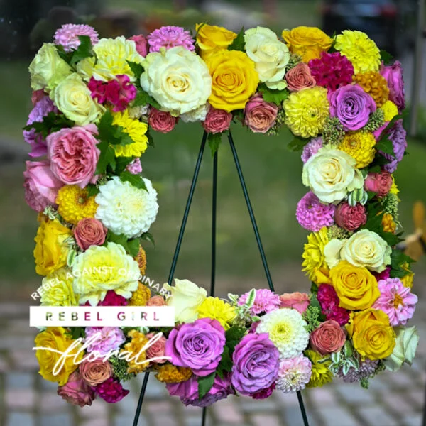 Summer Spirit colorful flower Funeral Wreath